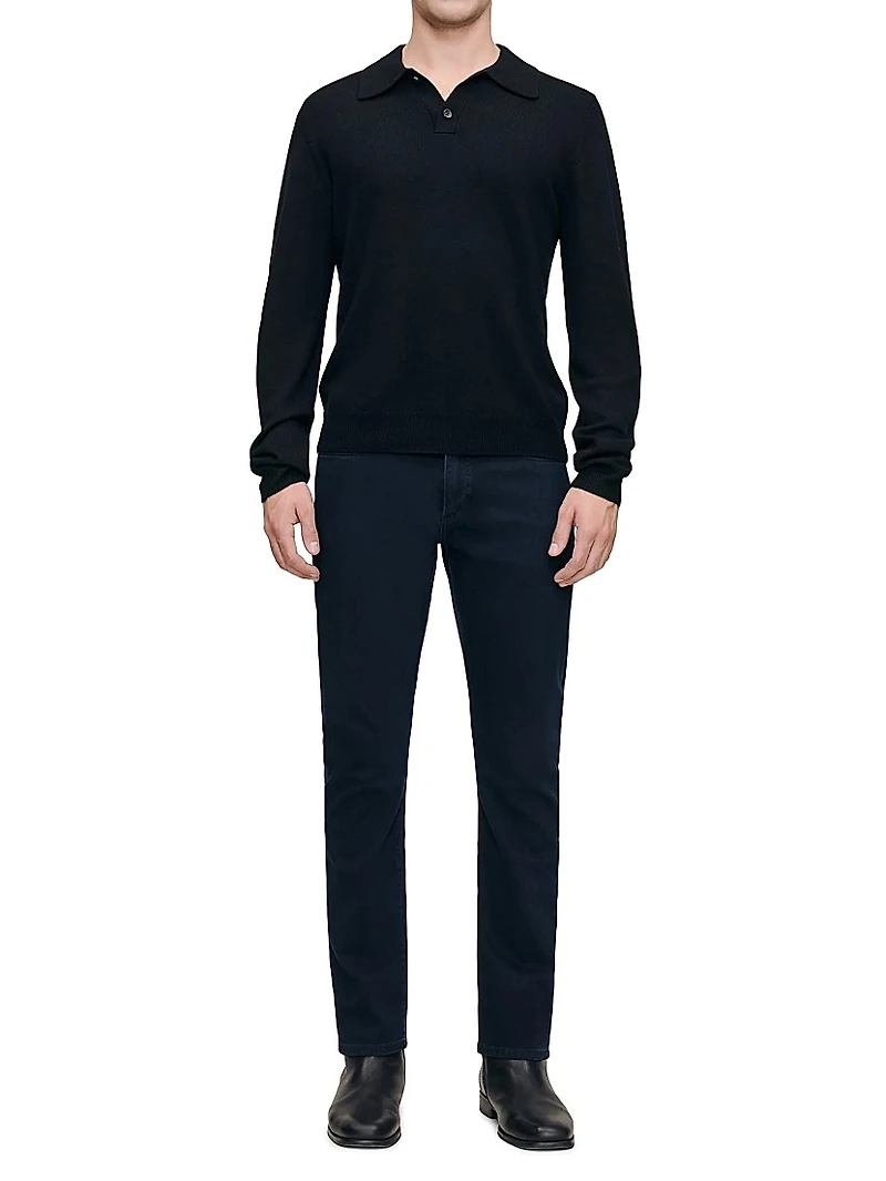 Knit Long Sleeve Polo Shirt