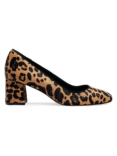 Hair Calf 60MM Block Heel Pumps