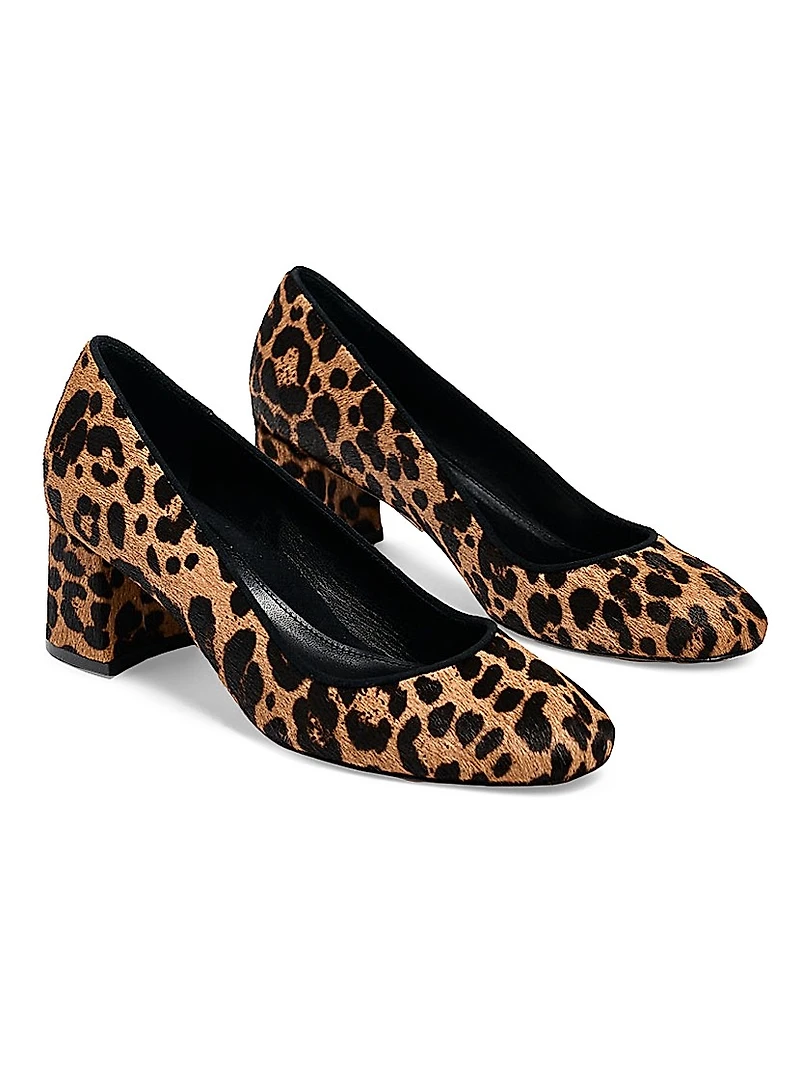 Hair Calf 60MM Block Heel Pumps
