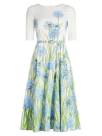 Allium Three-Quarter-Sleeve Midi-Dress