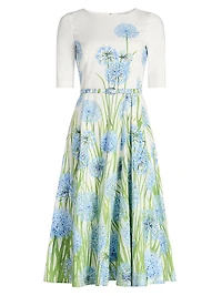 Allium Three-Quarter-Sleeve Midi-Dress