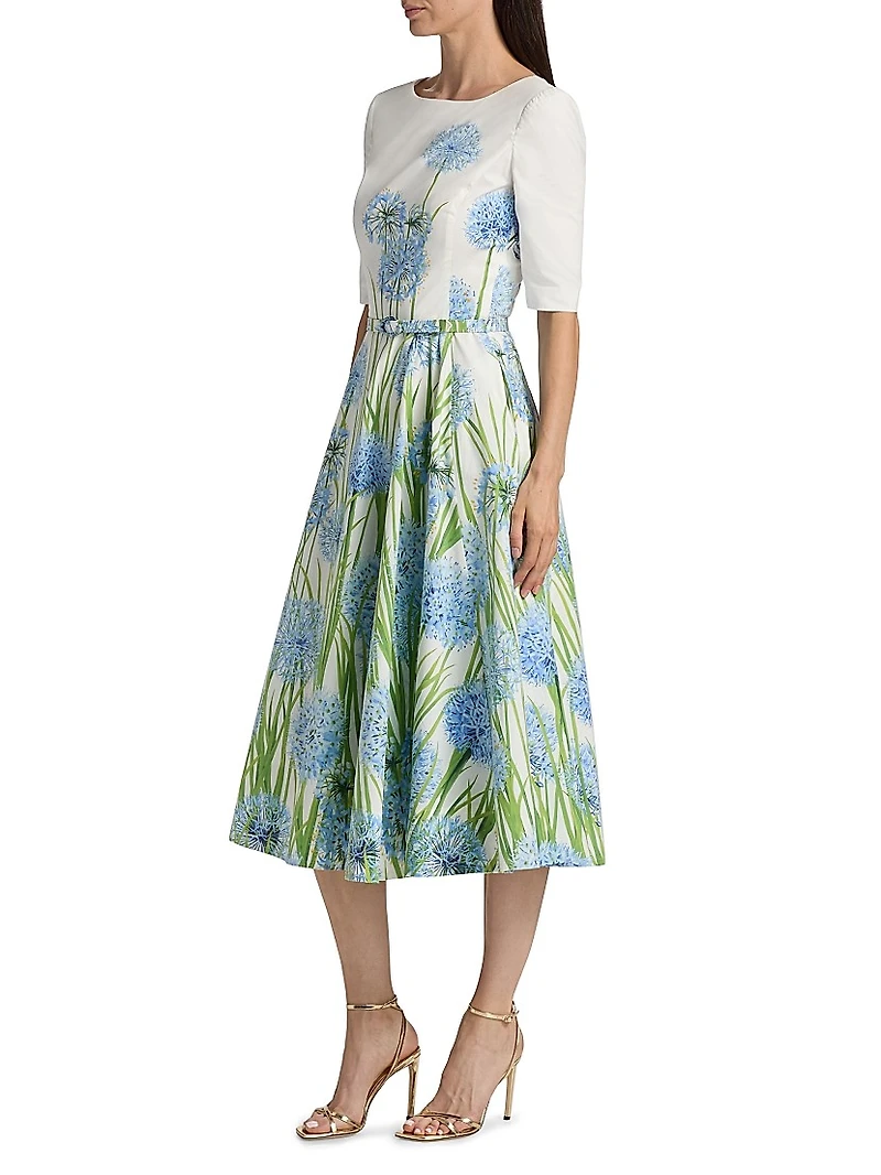 Allium Three-Quarter-Sleeve Midi-Dress