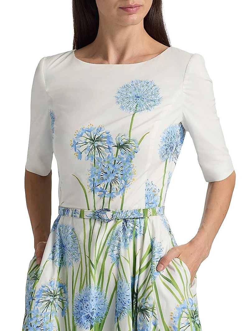 Allium Three-Quarter-Sleeve Midi-Dress