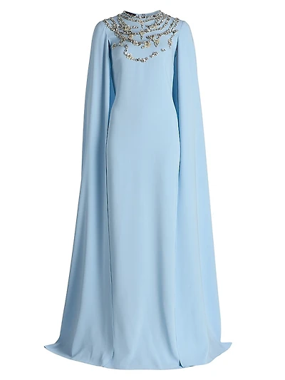 Crystal & Embroidered Silk-Blend Caftan Gown