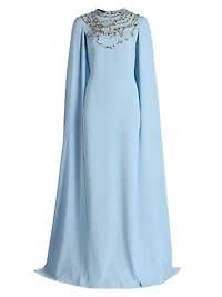 Crystal & Embroidered Silk-Blend Caftan Gown