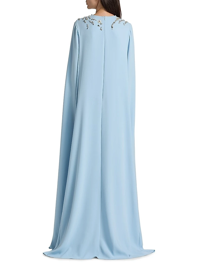 Crystal & Embroidered Silk-Blend Caftan Gown