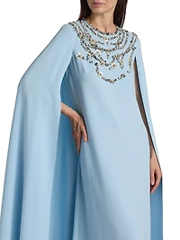 Crystal & Embroidered Silk-Blend Caftan Gown