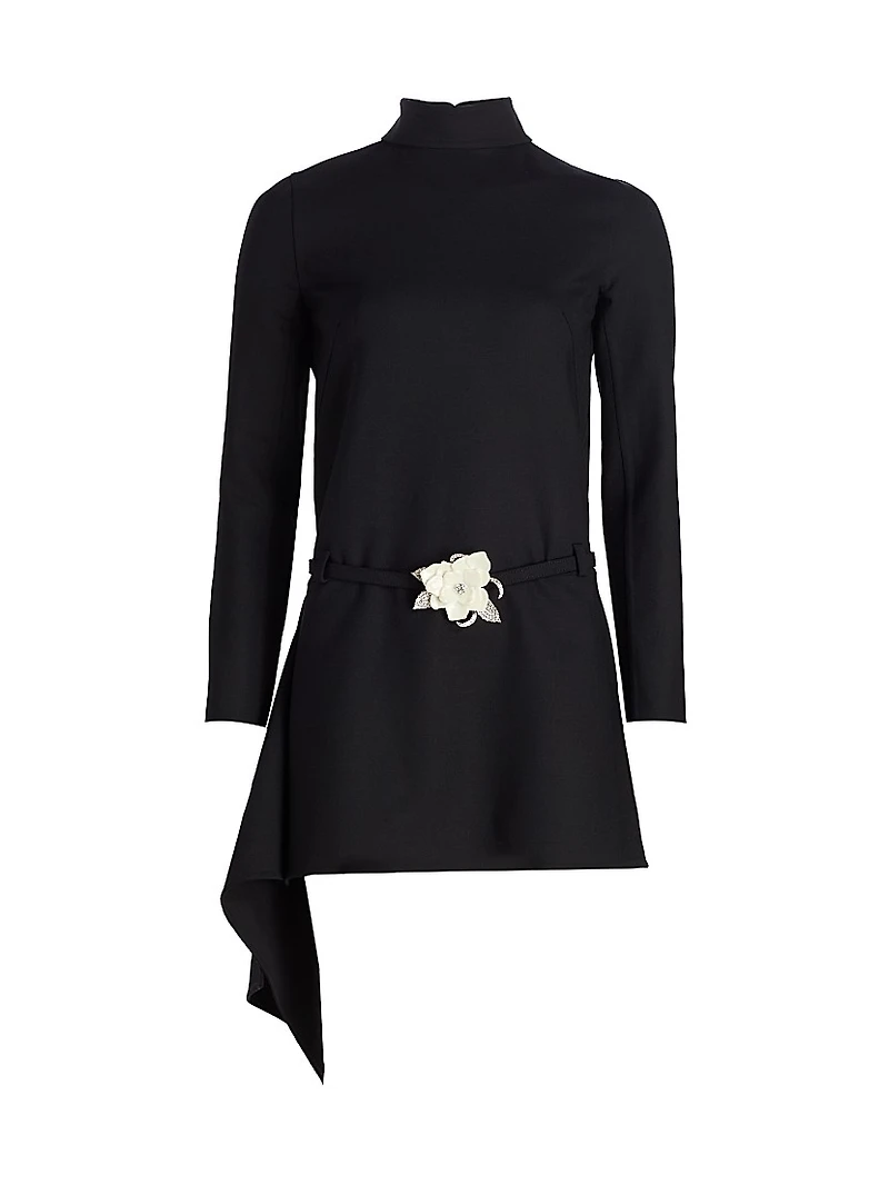 Mock Turtleneck Stretch-Wool Minidress