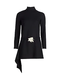Mock Turtleneck Stretch-Wool Minidress