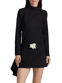 Mock Turtleneck Stretch-Wool Minidress