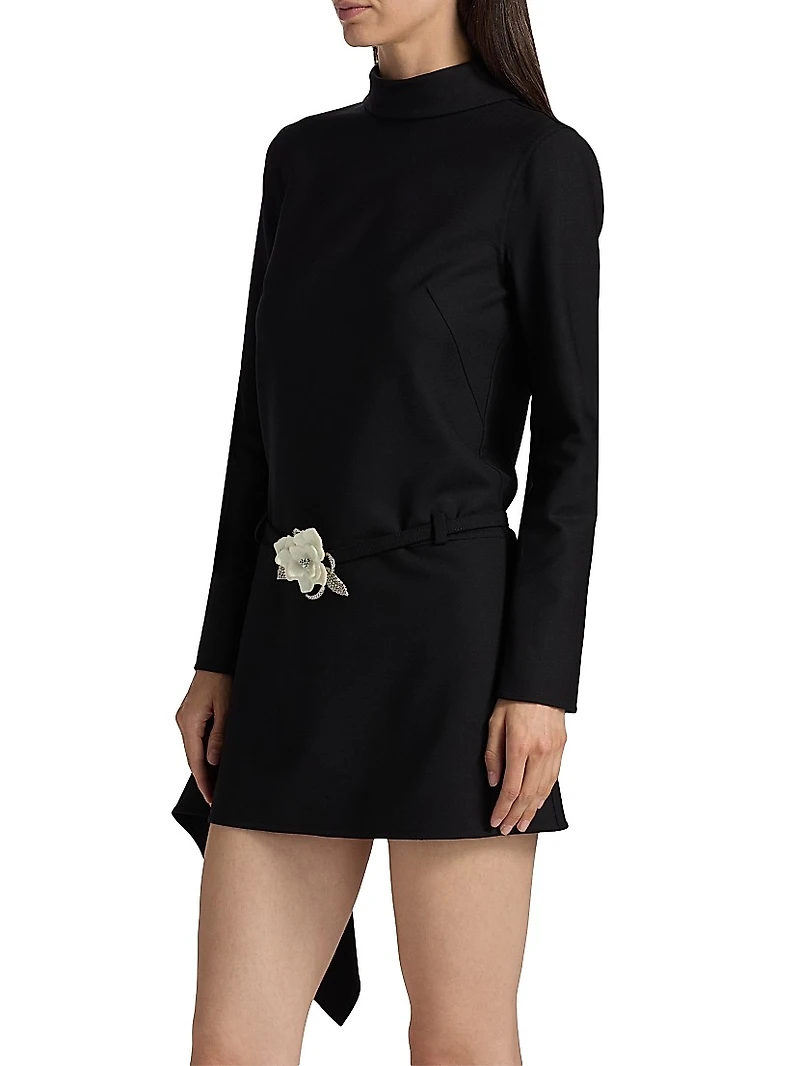 Mock Turtleneck Stretch-Wool Minidress