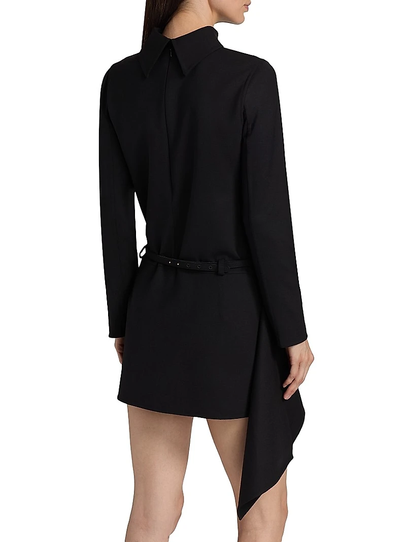 Mock Turtleneck Stretch-Wool Minidress