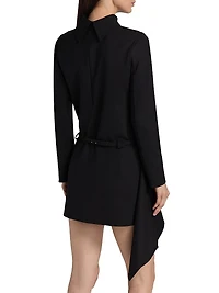 Mock Turtleneck Stretch-Wool Minidress
