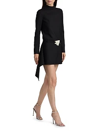 Mock Turtleneck Stretch-Wool Minidress