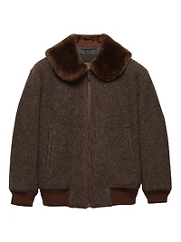 Wool Blouson Jacket with Shearling Collar