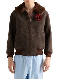 Wool Blouson Jacket with Shearling Collar