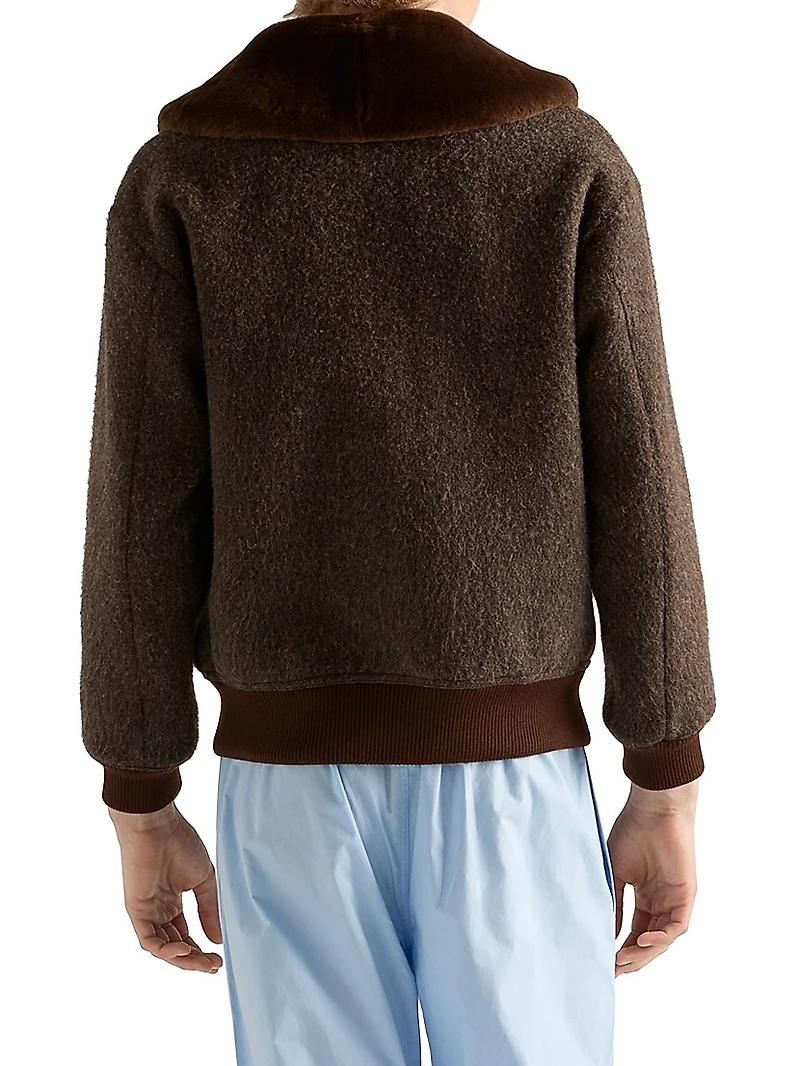 Wool Blouson Jacket with Shearling Collar