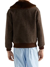 Wool Blouson Jacket with Shearling Collar