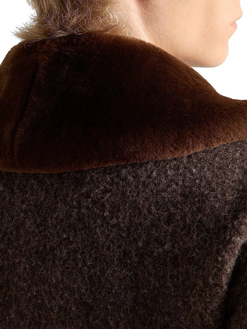 Wool Blouson Jacket with Shearling Collar