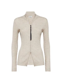 Sparkling Cashmere and Silk Lightweight Ribbed Cardigan