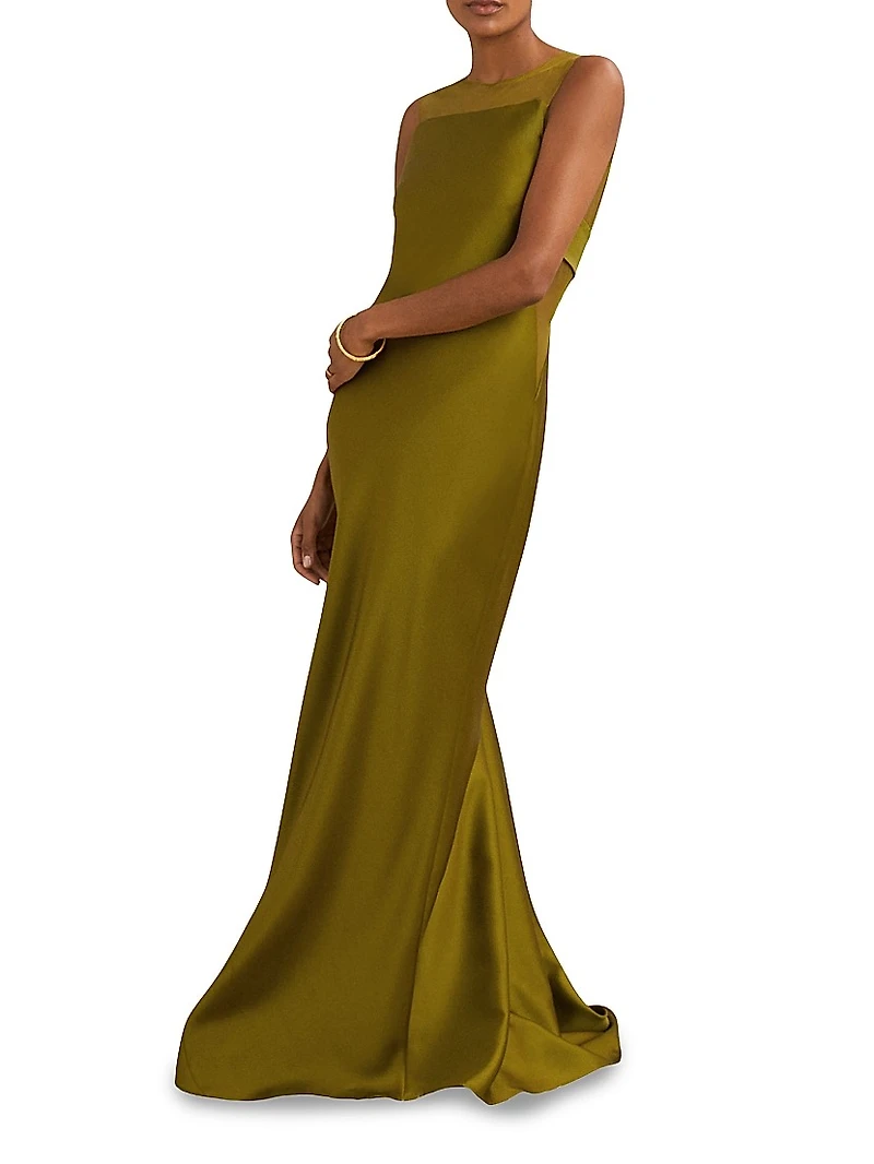 Opi Cut-Out Satin Maxi Dress