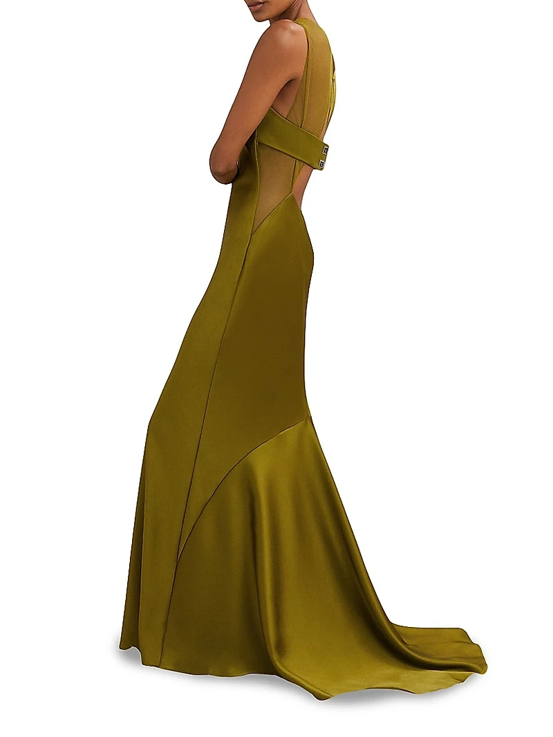 Opi Cut-Out Satin Maxi Dress