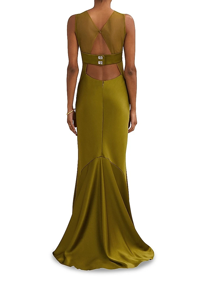 Opi Cut-Out Satin Maxi Dress