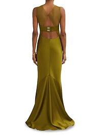 Opi Cut-Out Satin Maxi Dress