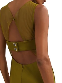 Opi Cut-Out Satin Maxi Dress