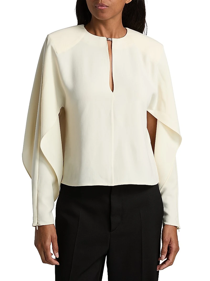 Luella Crépe Ruffle Blouse
