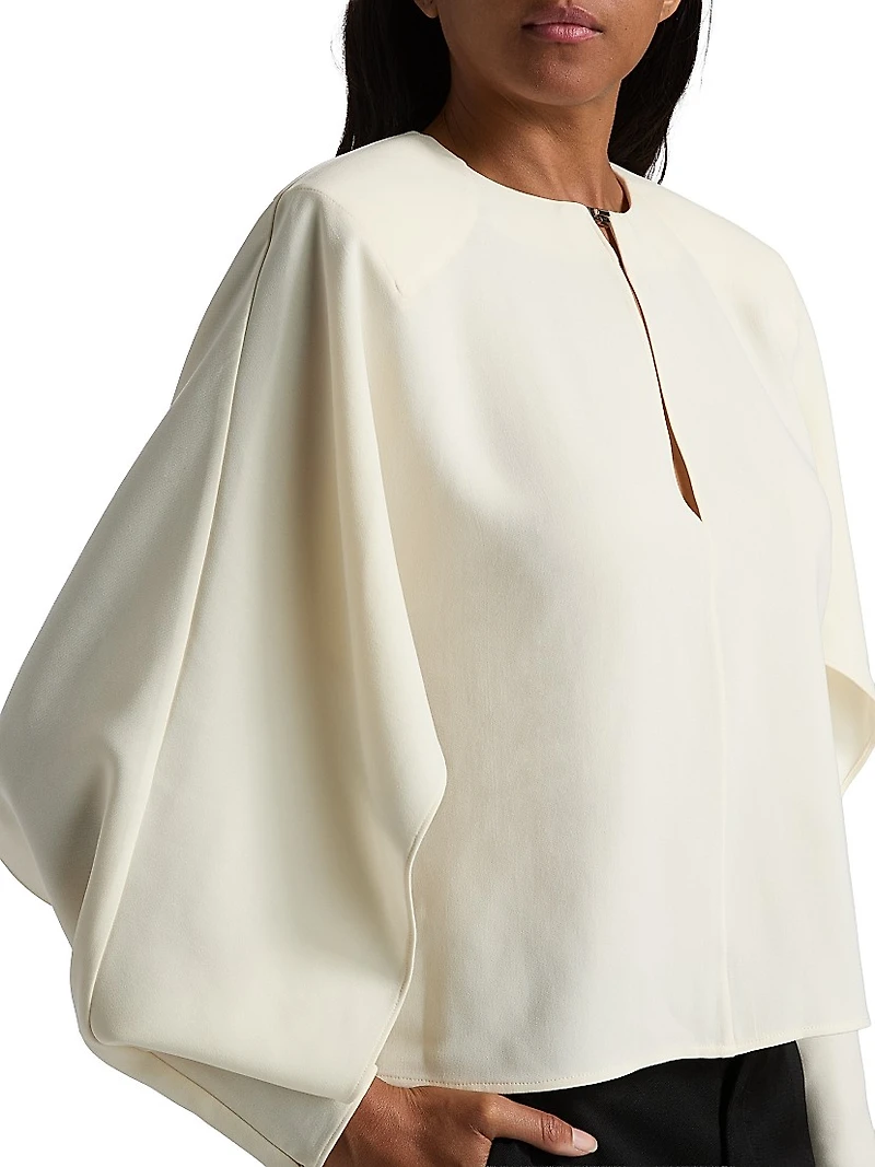 Luella Crépe Ruffle Blouse