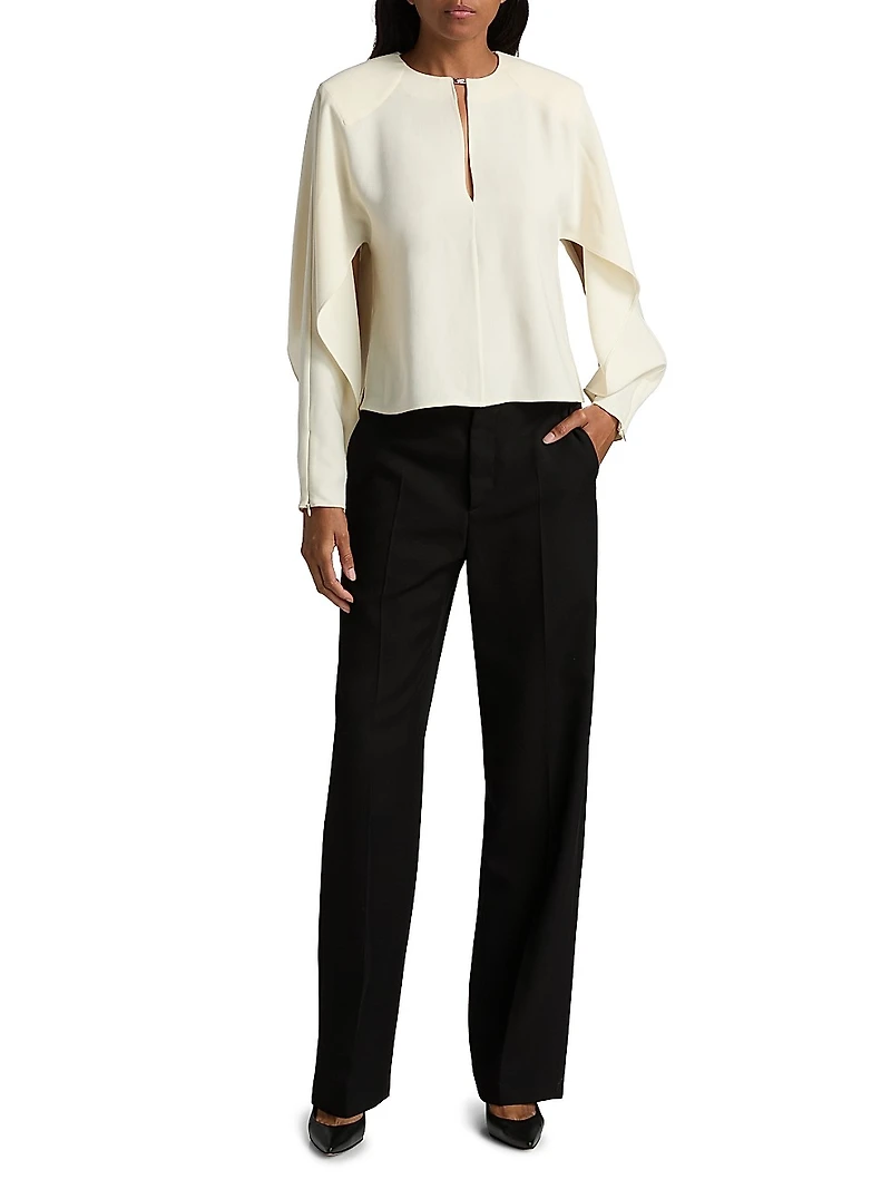 Luella Crépe Ruffle Blouse