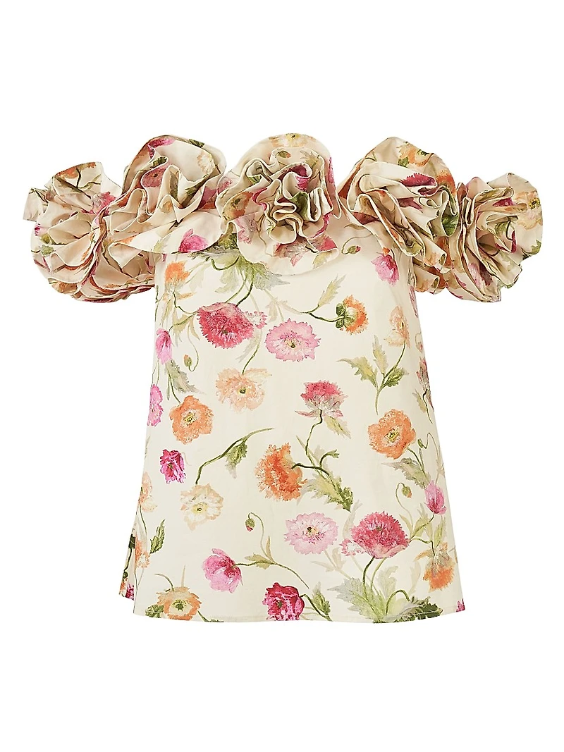Floral Stretch-Cotton Off-The-Shoulder Top
