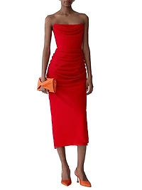 Draped Silk Strapless Cocktail Dress