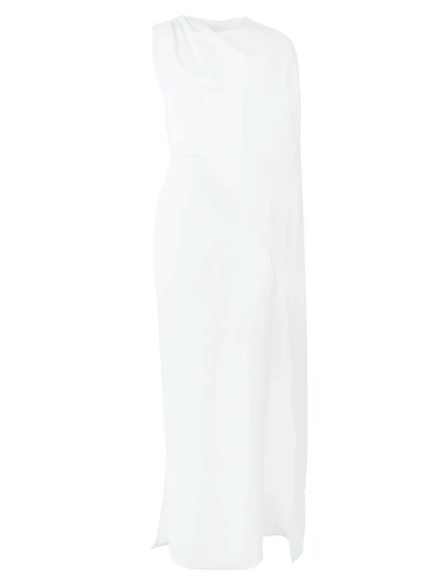 Draped One-Shoulder Column Gown