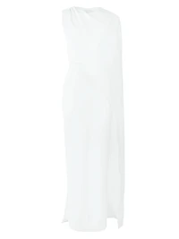 Draped One-Shoulder Column Gown