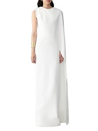 Draped One-Shoulder Column Gown