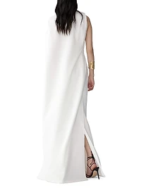 Draped One-Shoulder Column Gown