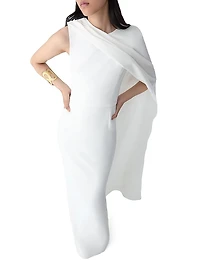 Draped One-Shoulder Column Gown
