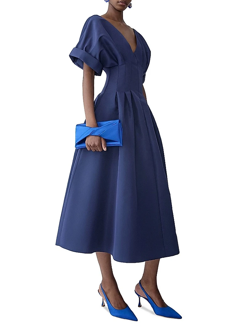 Corset Silk V-Neck Cocktail Dress