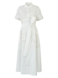 Floral Embroidered Cotton Shirtdress