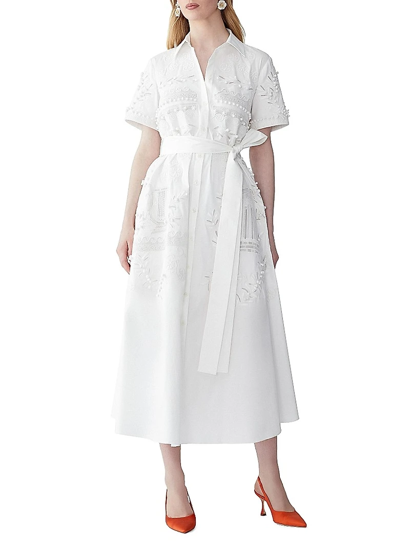 Floral Embroidered Cotton Shirtdress