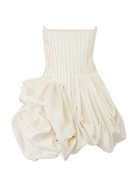Pleated Gathered Rose-Effect Minidress