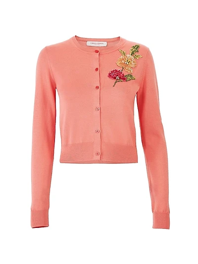 Floral Embroidered Silk-Cotton Cardigan