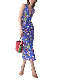 Floral Stretch Cotton Sheath Dress