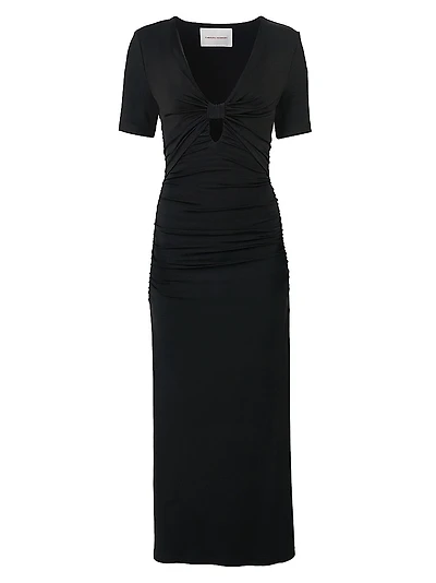 Ruched Jersey Cut-Out Body-Con Maxi Dress