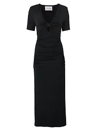 Ruched Jersey Cut-Out Body-Con Maxi Dress