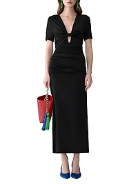 Ruched Jersey Cut-Out Body-Con Maxi Dress