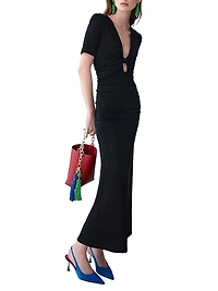 Ruched Jersey Cut-Out Body-Con Maxi Dress