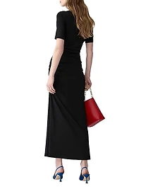 Ruched Jersey Cut-Out Body-Con Maxi Dress